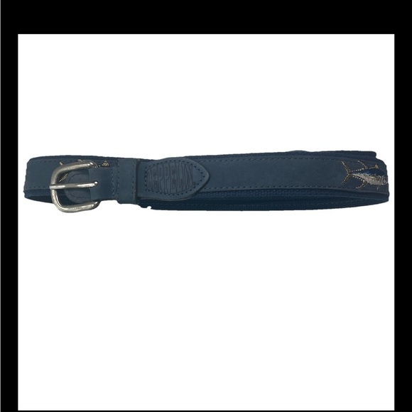 ZEPPELIN Blue Marlin Fish Leather Belt Solid Brass Buckle Made in USA Men’s 42 - Picture 1 of 8